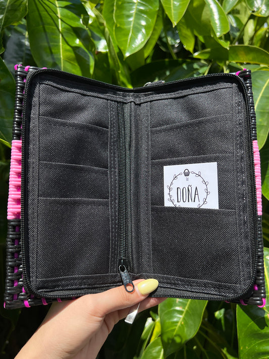 Cartera con cierre blanca franja de colores💗