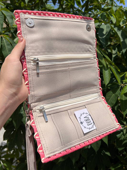 Cartera con broches rosa white🎀