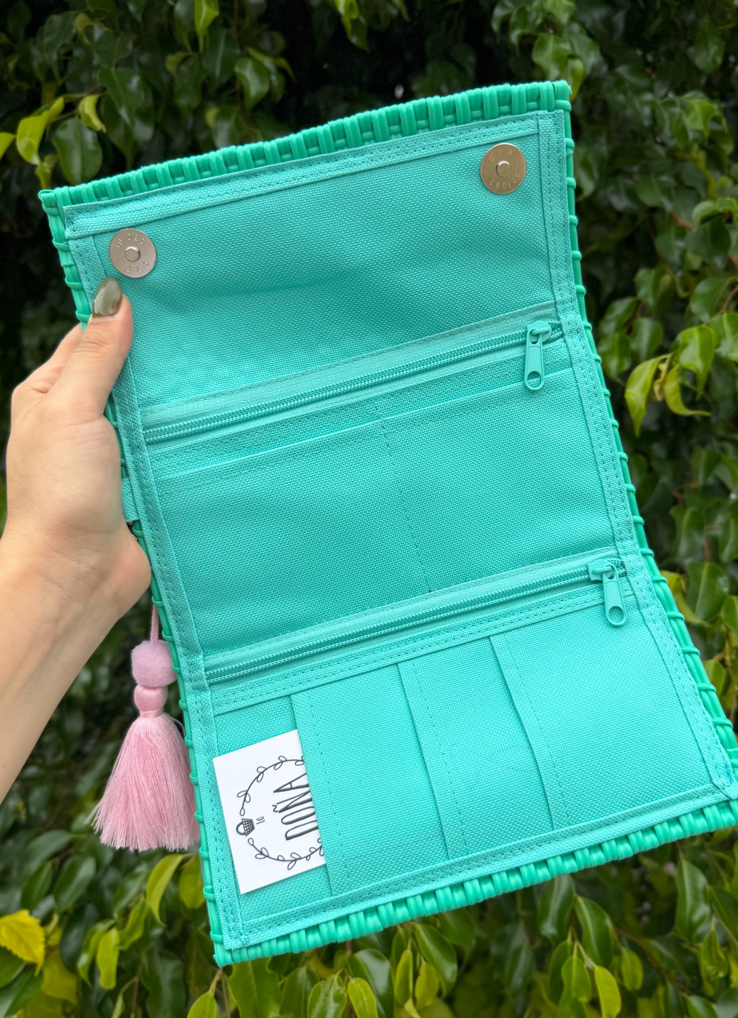 Cartera con broches aqua🩵