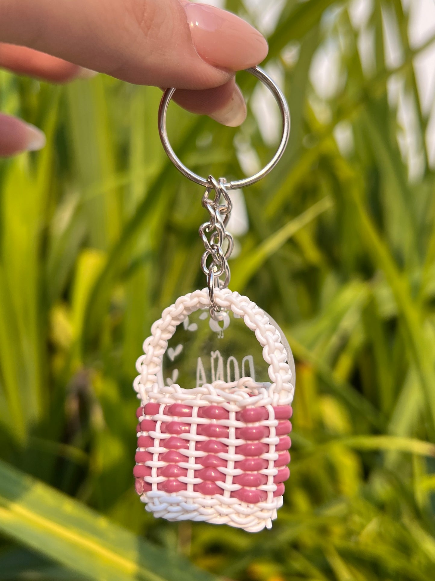 Llavero chico de bolsa marrón rosado✨