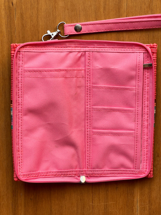 Cartera porta celular 📲 rosa franja de colores🌸