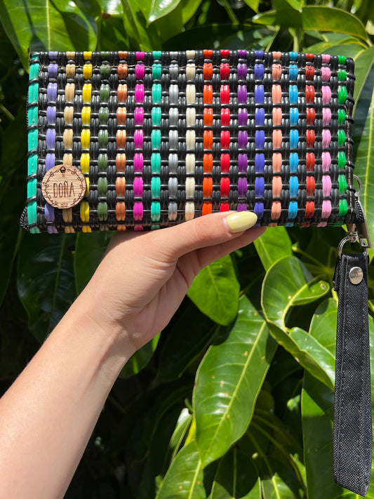 Cartera con cierre negra line colors