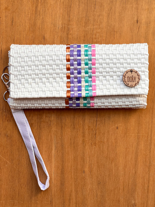 Cartera con broches franja colores white🤍🌈