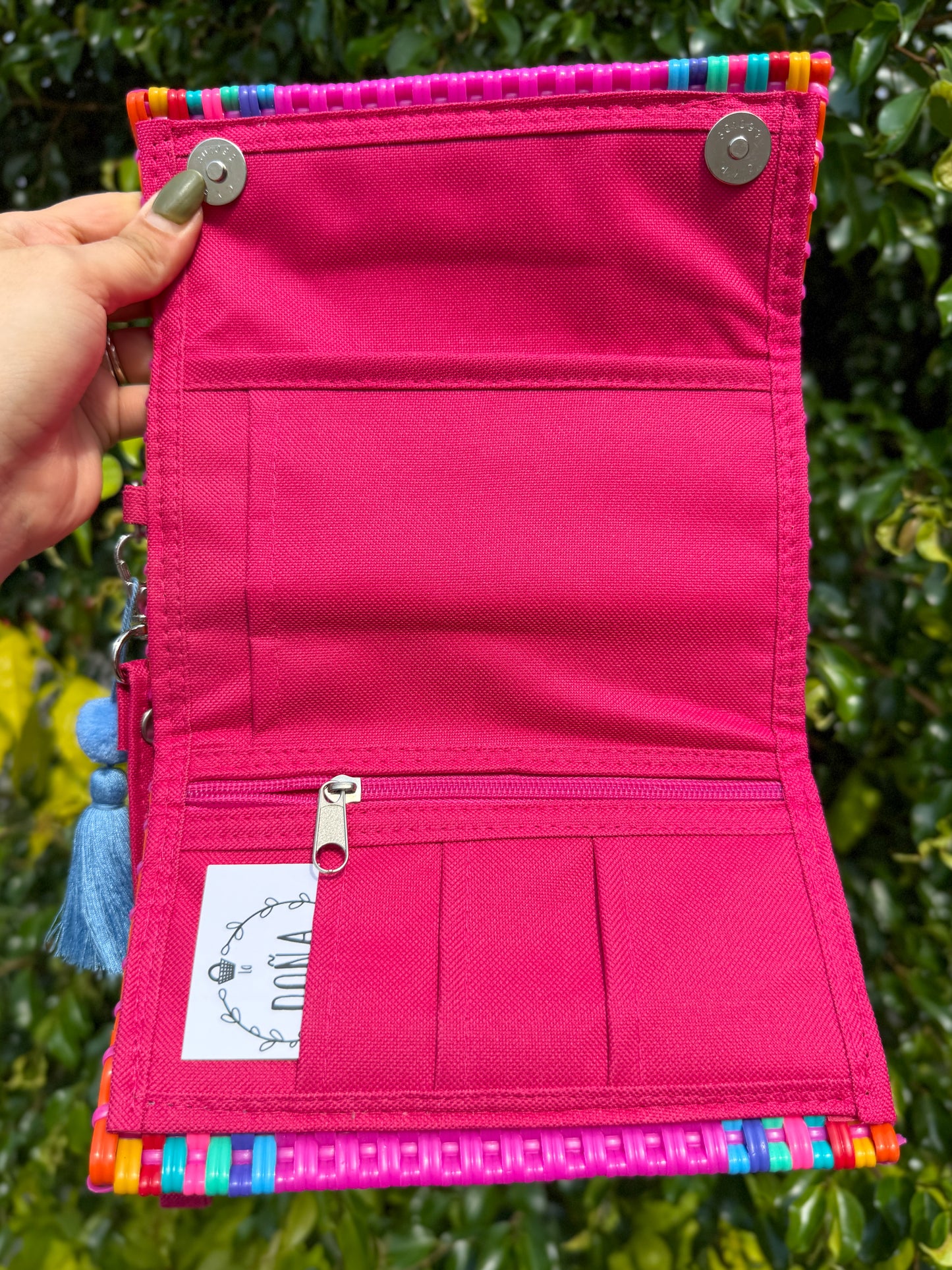 Cartera broches porta celular fiesta rosa 🩷