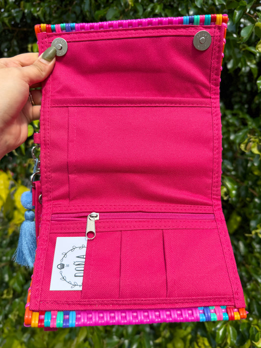 Cartera broches porta celular fiesta rosa 🩷