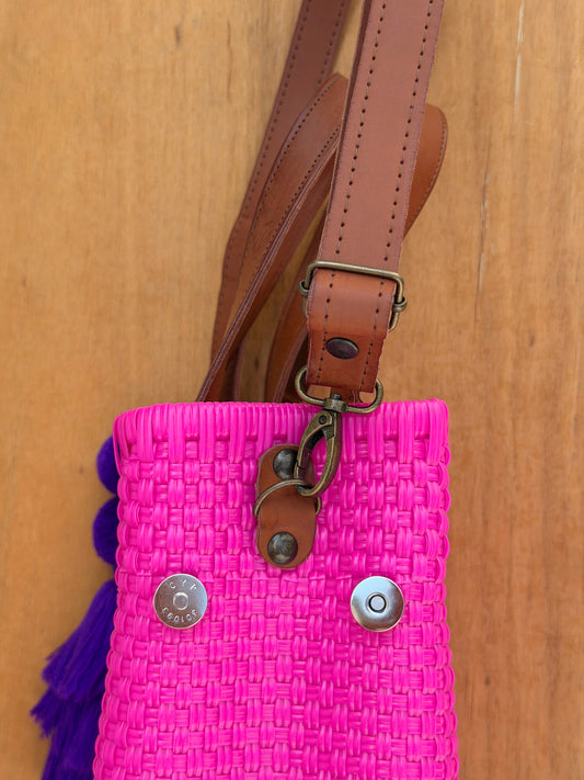 Tote bag con correa rosa mex🩷