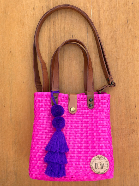 Tote bag con correa rosa mex🩷